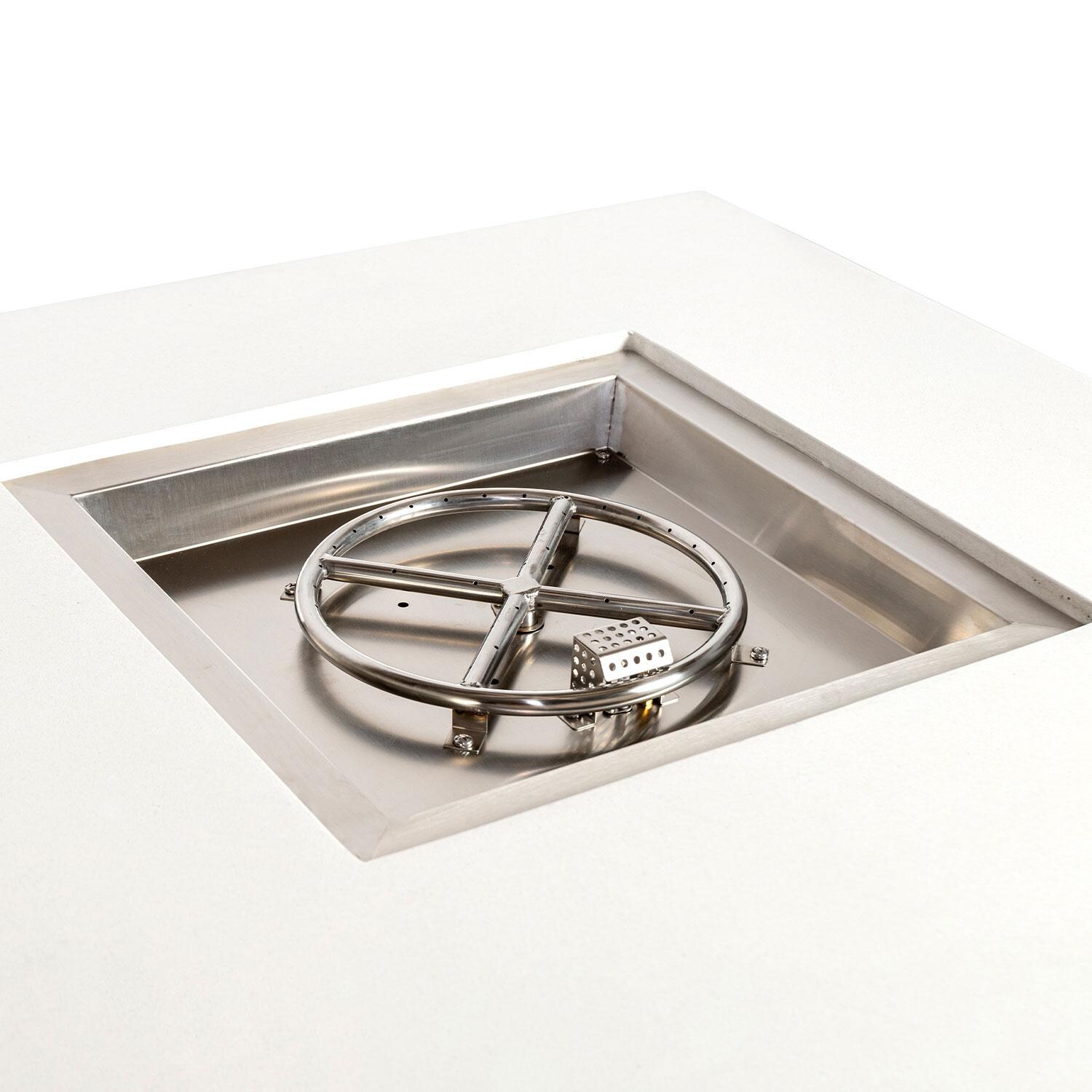 Glenwood 42-in Square Concrete Propane Fire Pit w/ Hidden Propane Tank in White by Lakeview Outdoor Designs - Burner - Detail thumbnail
