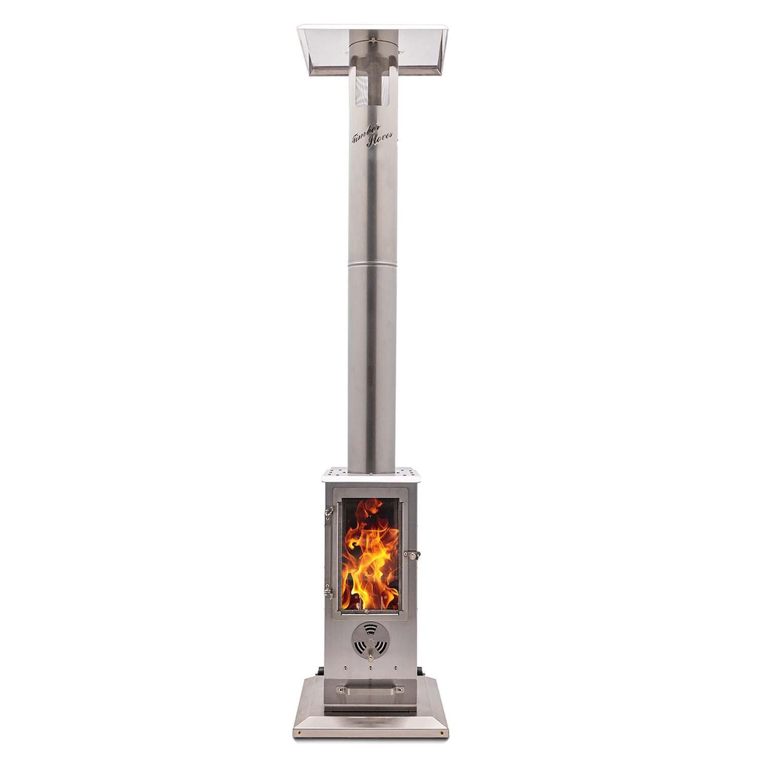 Timber Stoves Revere 22-in 90,000 BTU Pellet Freestanding Patio Heater - Stainless Steel - WPPHRSS1.0 - Front - White Background thumbnail