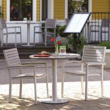 Travira 3 Piece Tekwood Vintage Patio Bistro Set W/ 32 Inch Round Table & Stacking Chairs image