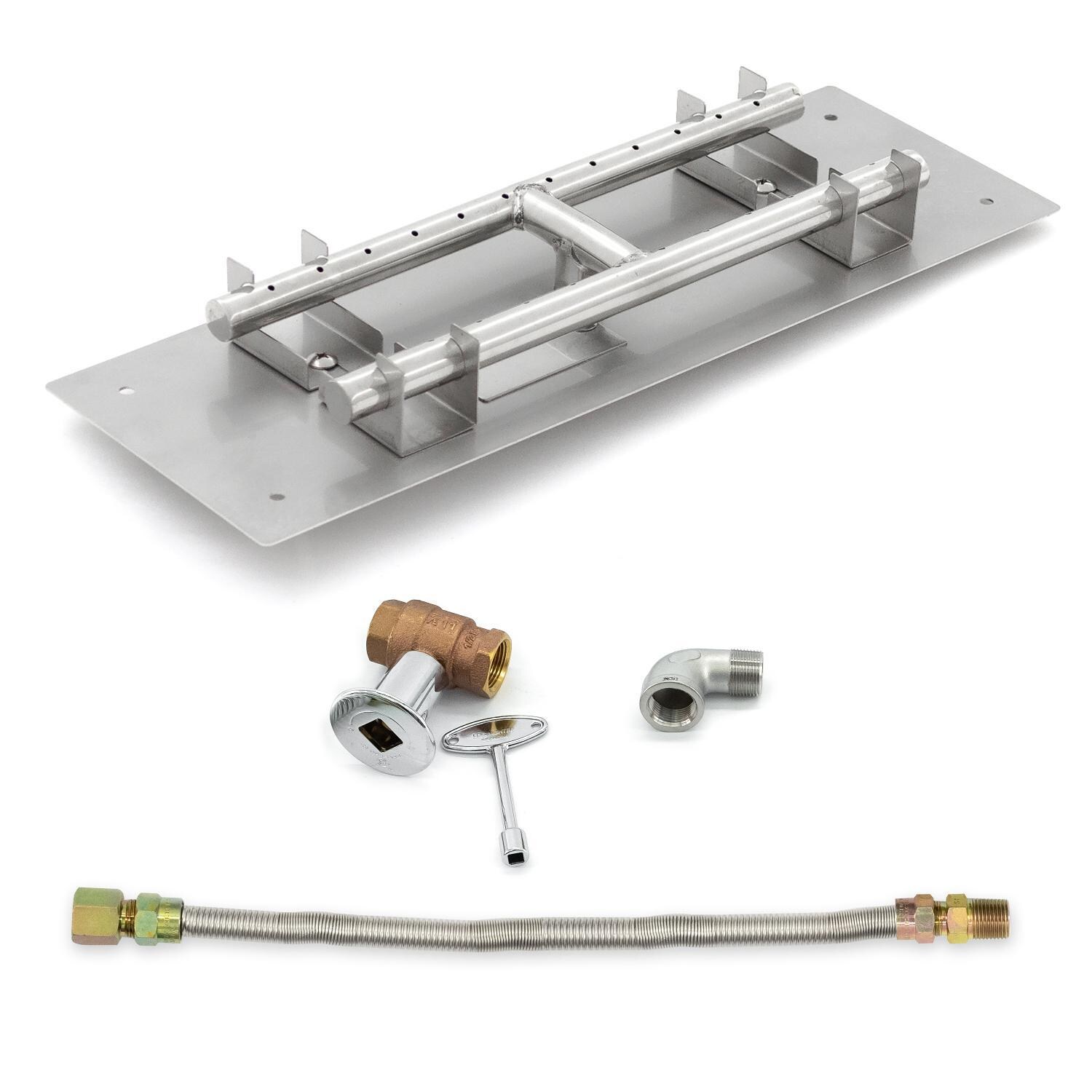 BBQGuys Signature 18-Inch Rectangular Flat Pan W/ 13-Inch Natural Gas H-Burner & Connection Kit image