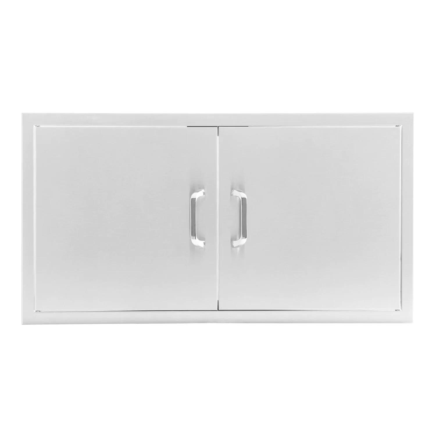 Blaze LUX 4 Burner Fridge and Door Bundle - Traditional 40 Inch Stainless Steel Double Access Door - Display - White Background thumbnail