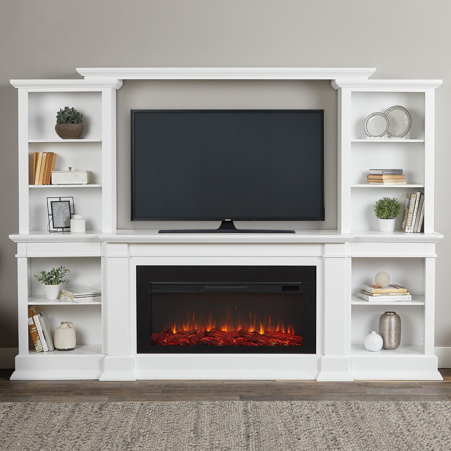 Real Flame 9900E-W Monte Vista 107-Inch Electric Fireplace Media Console - White - In The Home thumbnail