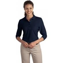 Port Authority Ladies 3/4-Sleeve Silk Touch Polo Shirt Large - Navy image