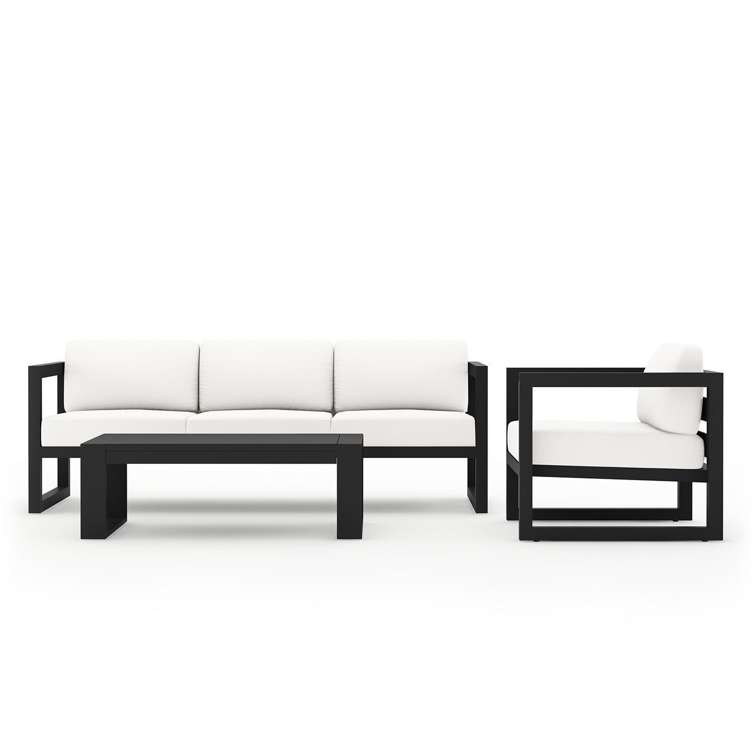 Misty Cove 3 Piece Seating Set In Slate w/Portal Coffee Table & Canvas Natural Cushions by Lakeview - Complete Set - White Background thumbnail