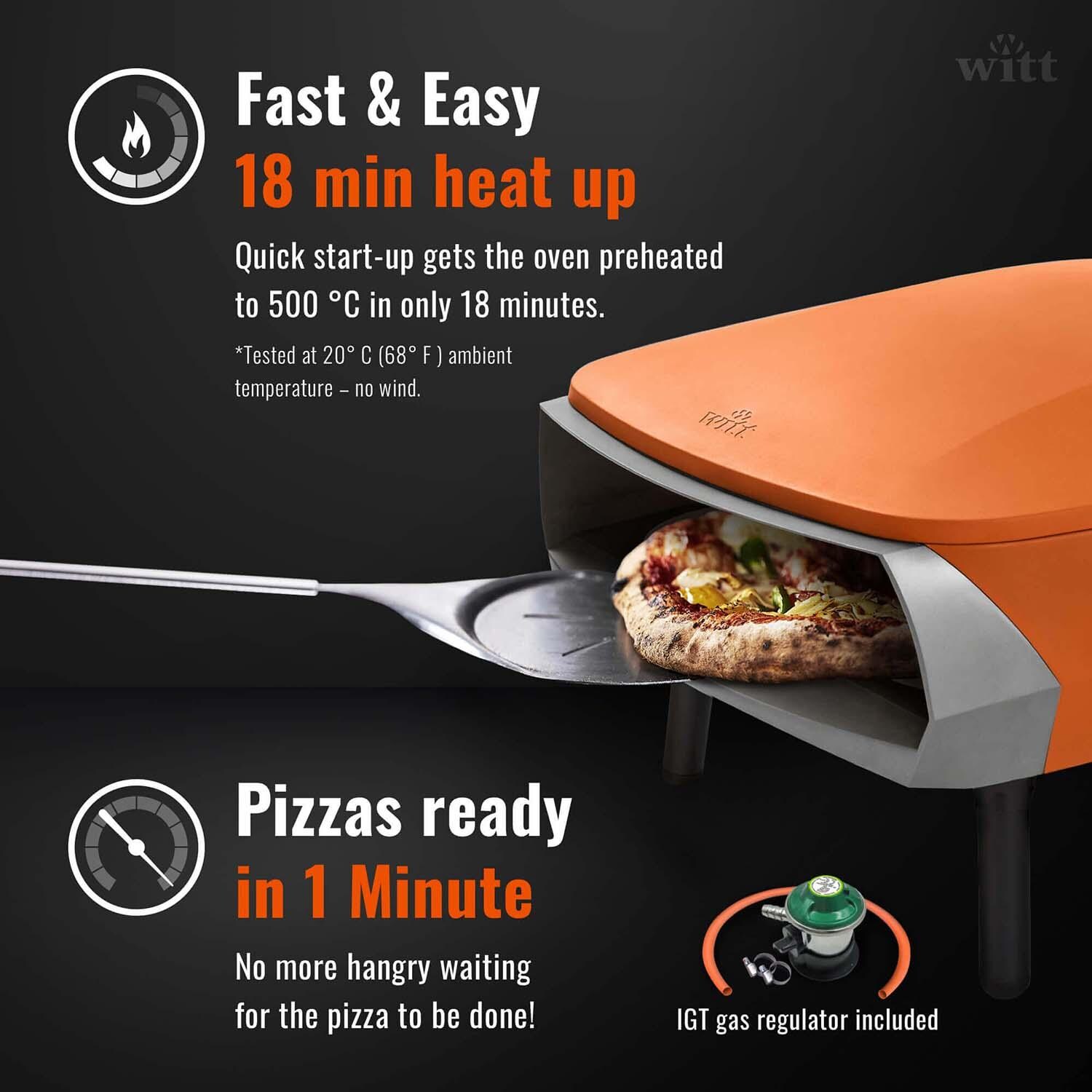 Witt 80650062 Etna Fermo Propane Pizza Oven - Matte Orange - Fast & Easy - Detail thumbnail