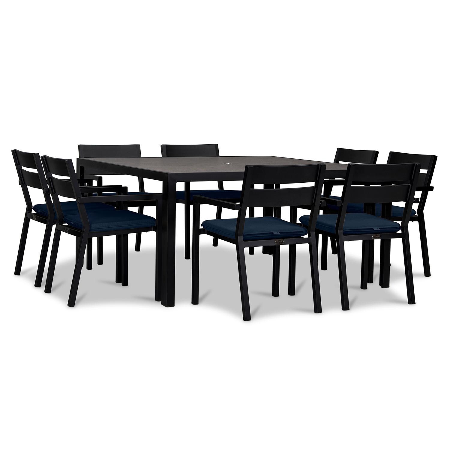 Calm Bay 9 Pc Square Dining Set in Black/Spectrum Indigo by Lakeview - White Background 2 thumbnail