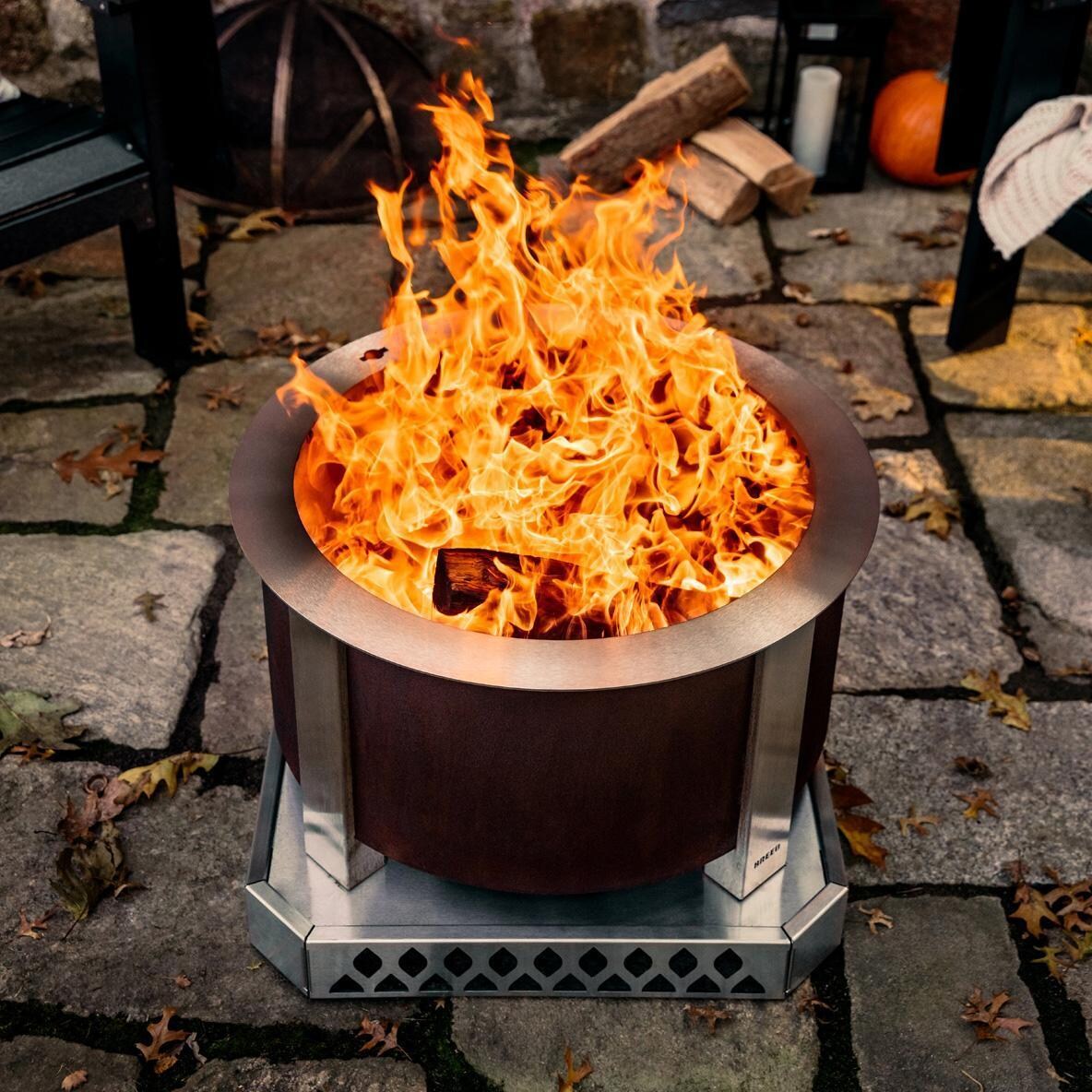 Breeo BR-XS19-SSBA X Series 19 Inch Stainless Steel Fire Pit Base - On the Patio - Lifestyle thumbnail