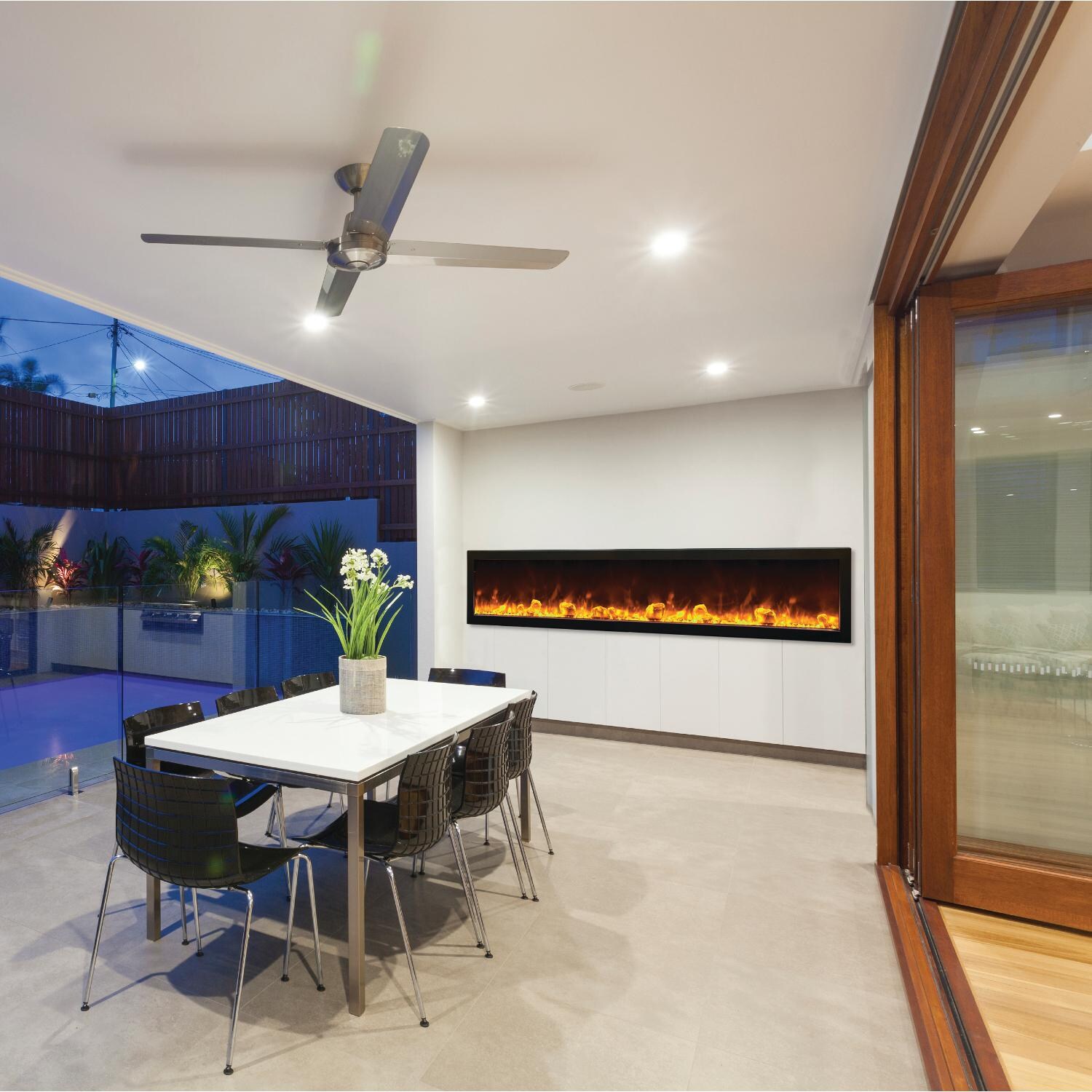 Amantii 88-inch Panorama Deep Electric Fireplace - Orange - Patio thumbnail