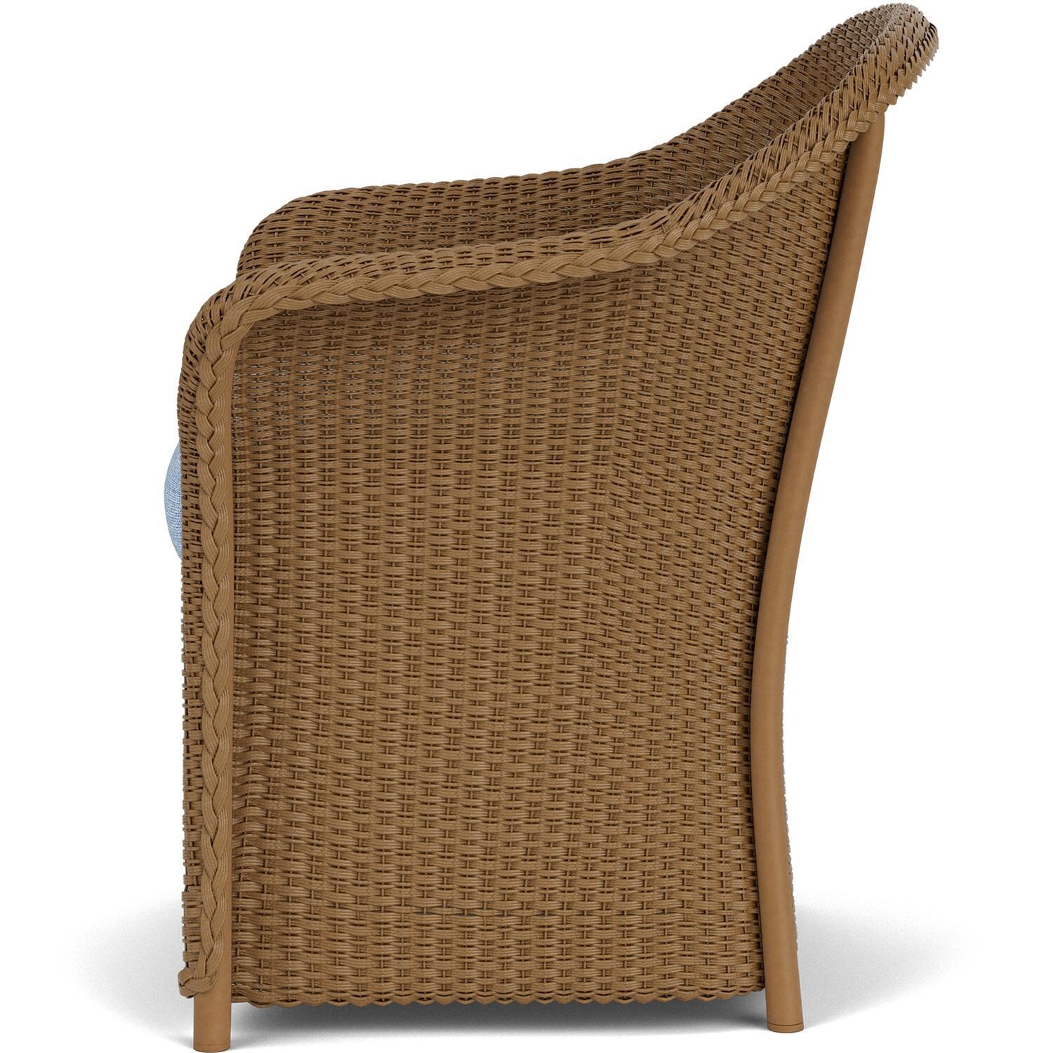 Lloyd Flanders Weekend Retreat Dining Armchair in Hickory Finish W/ Demo Skyway Fabric - Side thumbnail