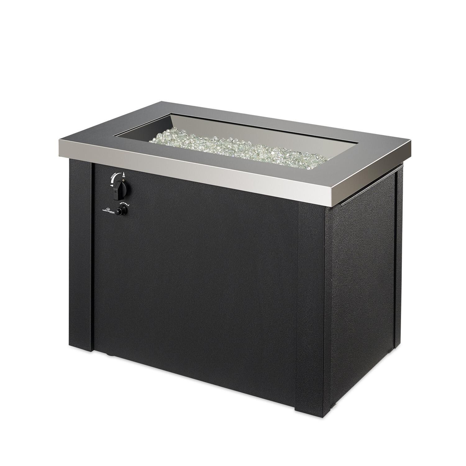 The Outdoor GreatRoom Company Providence Rectangular Gas Fire Pit Table - Stainless Steel - No Flame thumbnail