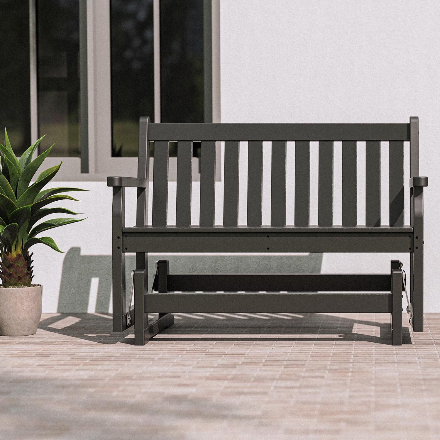 POLYWOOD Traditional Garden 48-inch Glider - Black - Lifestyle thumbnail