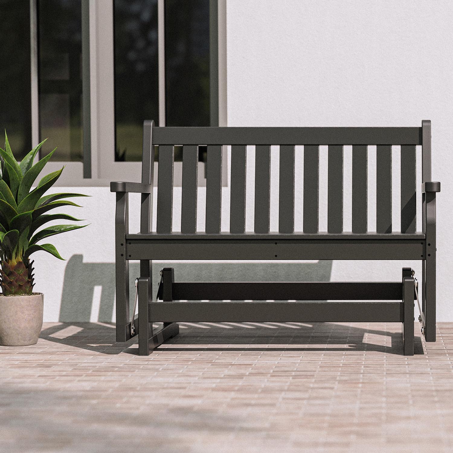 POLYWOOD Traditional Garden 48-inch Glider - Black - Lifestyle thumbnail