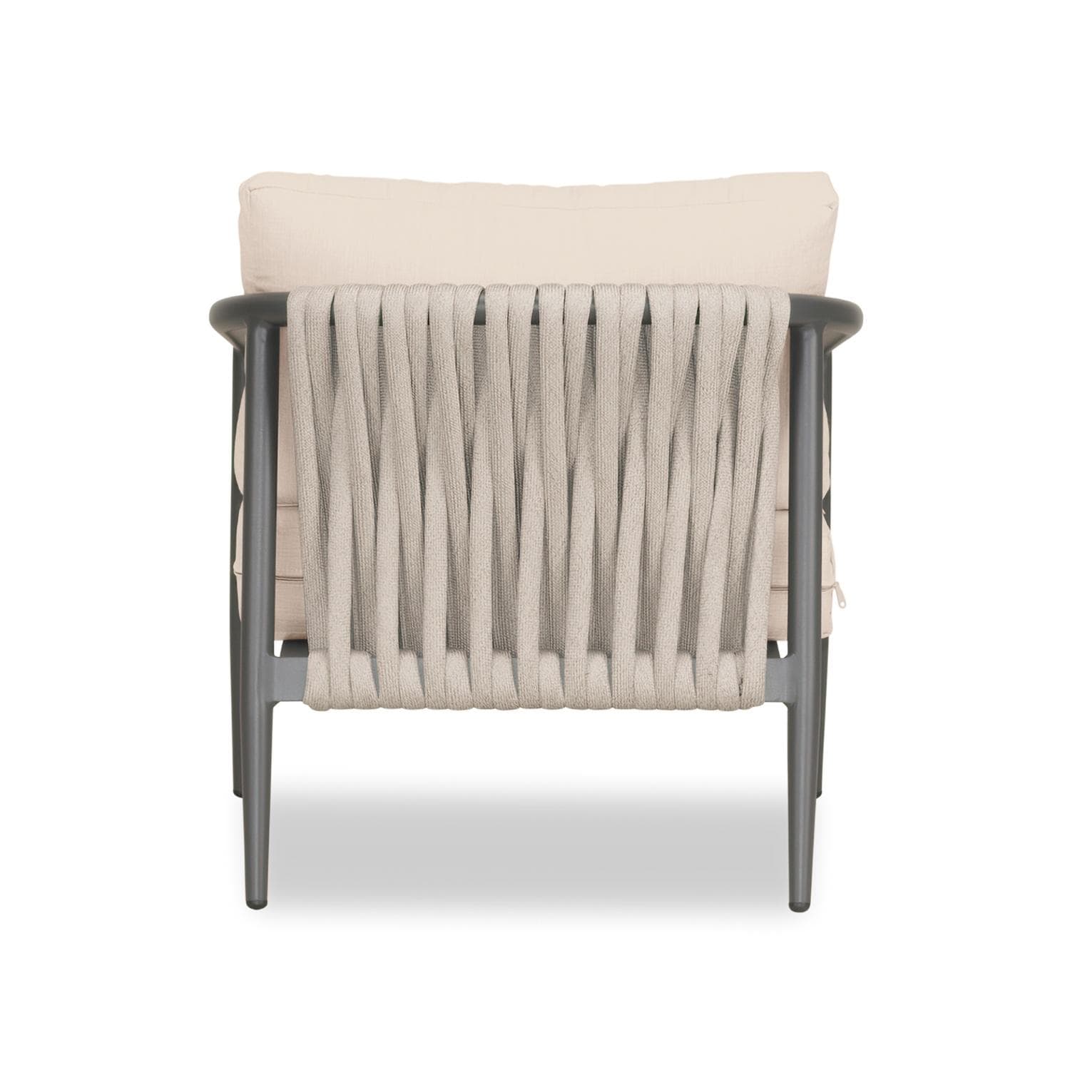 Lakeview Midnight Cove Aluminum Club Chair Rocking in Slate/Pebble Gray/Canvas Flax - Back - White Background thumbnail