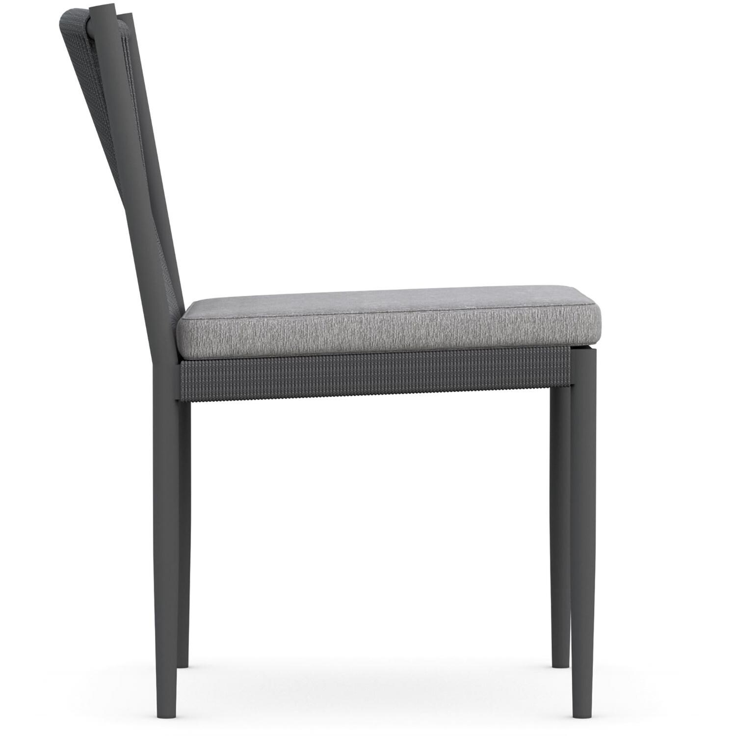 Azzurro Living Catalina Woven Rope Armless Dining Chair in Ash/Fog - Side - White Background thumbnail