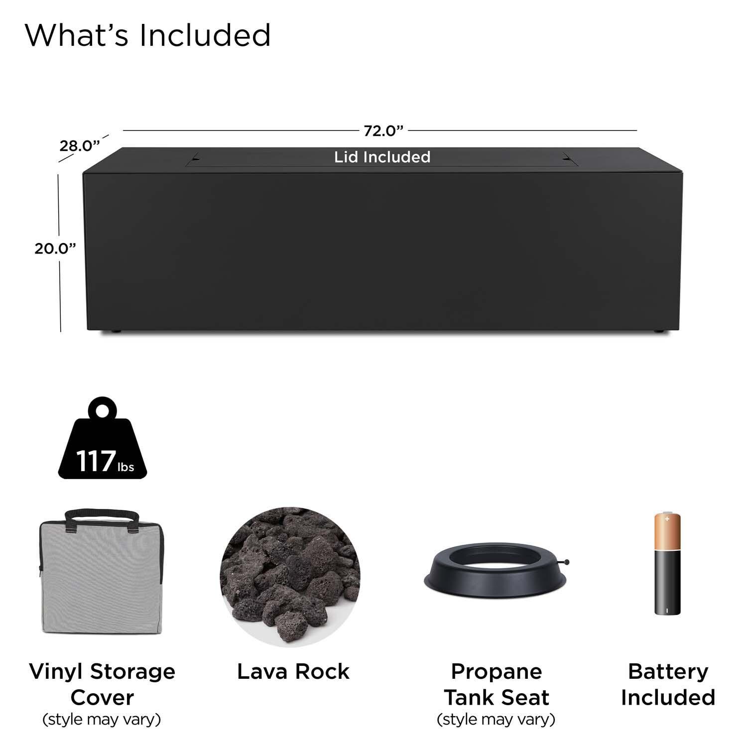 Covewood 72 Inch Rectangular Aluminum Propane Fire Pit Table in Charcoal by BBQGuys Signature - Included thumbnail