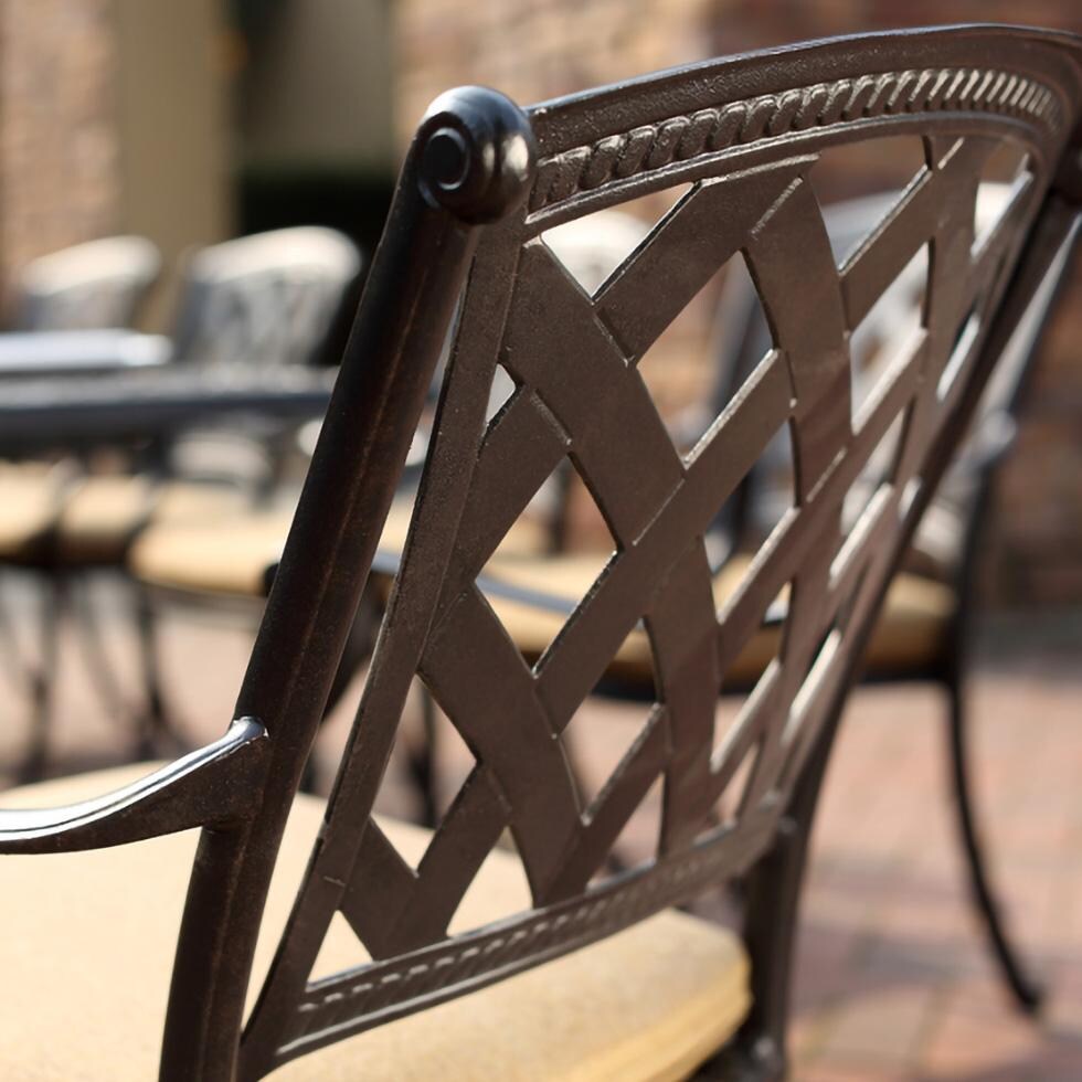 Darlee B/201630-9PCR-88W Ocean View 9 Pc Cast Aluminum Dining Set w/ Rockers in Antique Bronze - Chair Back - Detail thumbnail