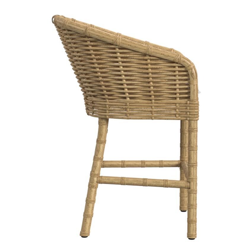 Playa Resin Wicker Counter Height Barstool in Medium Wood/Soothe Pearl by Sunset West - Side - White Background thumbnail