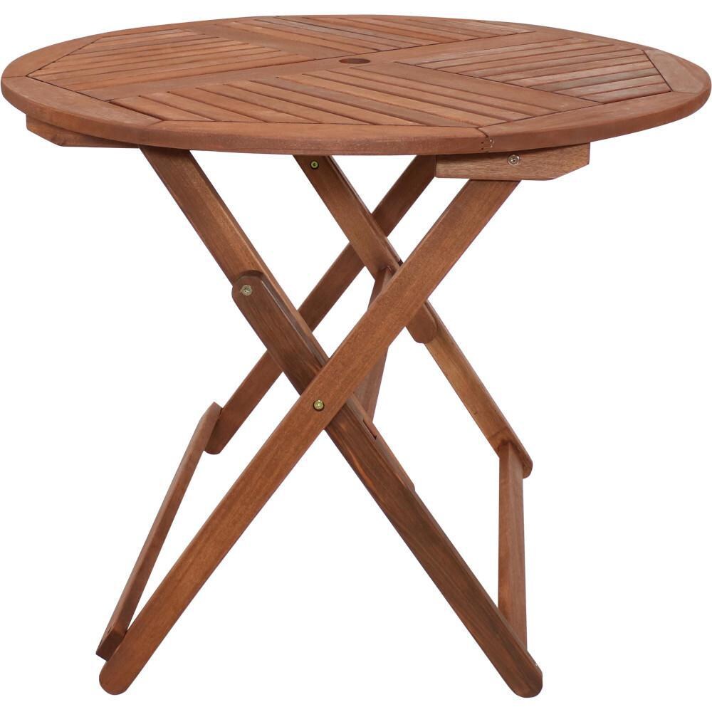 Ultimate Patio 35 1/2-Inch Meranti Wood Folding Round Table - Side View thumbnail
