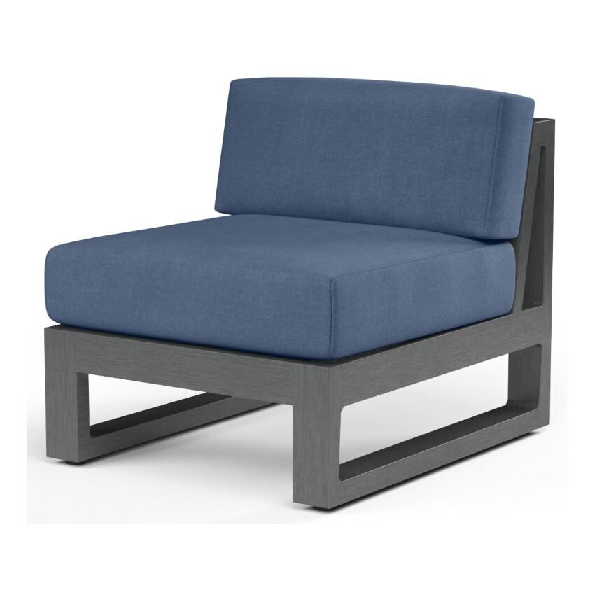 Redondo Aluminum Armless Club Chair w/ No Welt in Slate/Spectrum Indigo by Sunset West - White Background thumbnail
