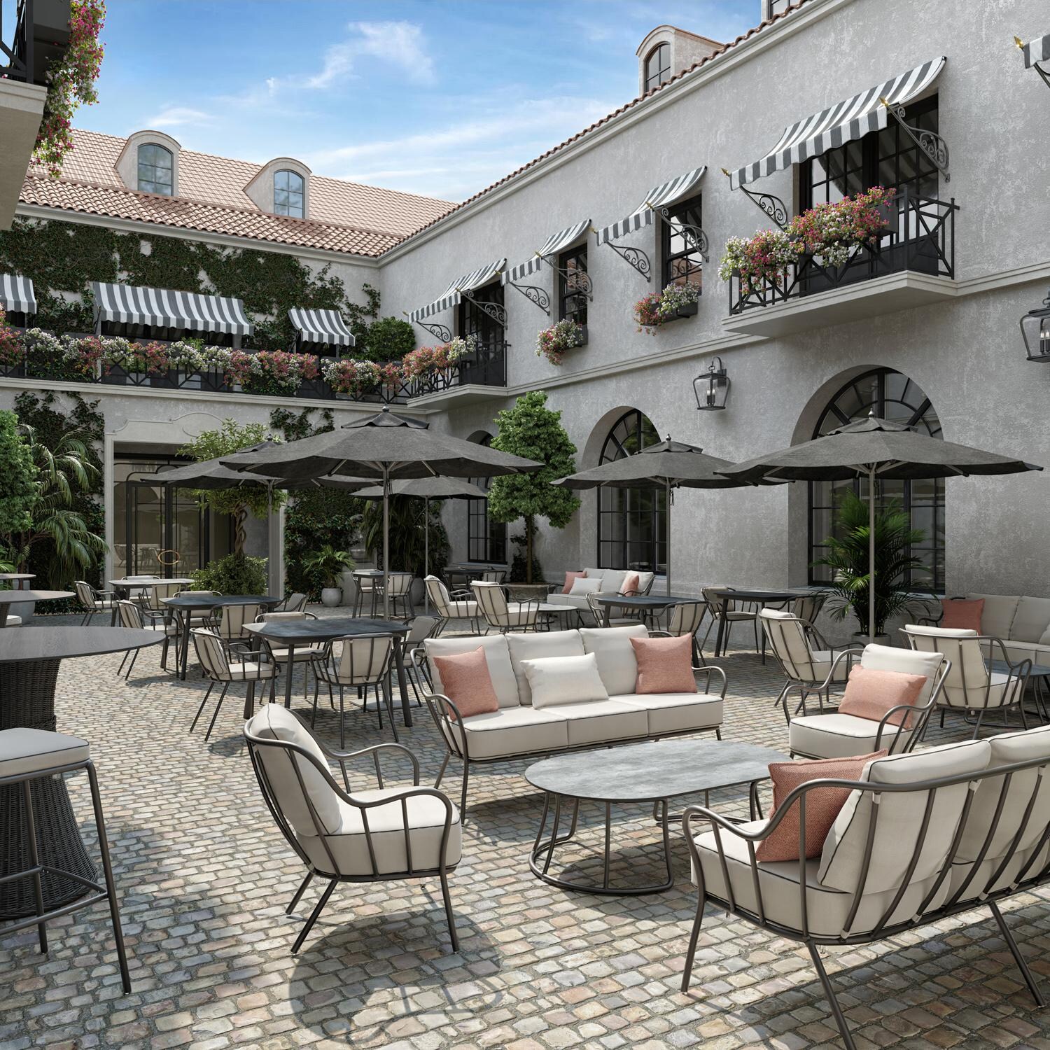 Oxford Garden Malti 54 3/4 Inch Carbon Aluminum Coffee Table W/ Skyline HPL Table Top - Courtyard thumbnail