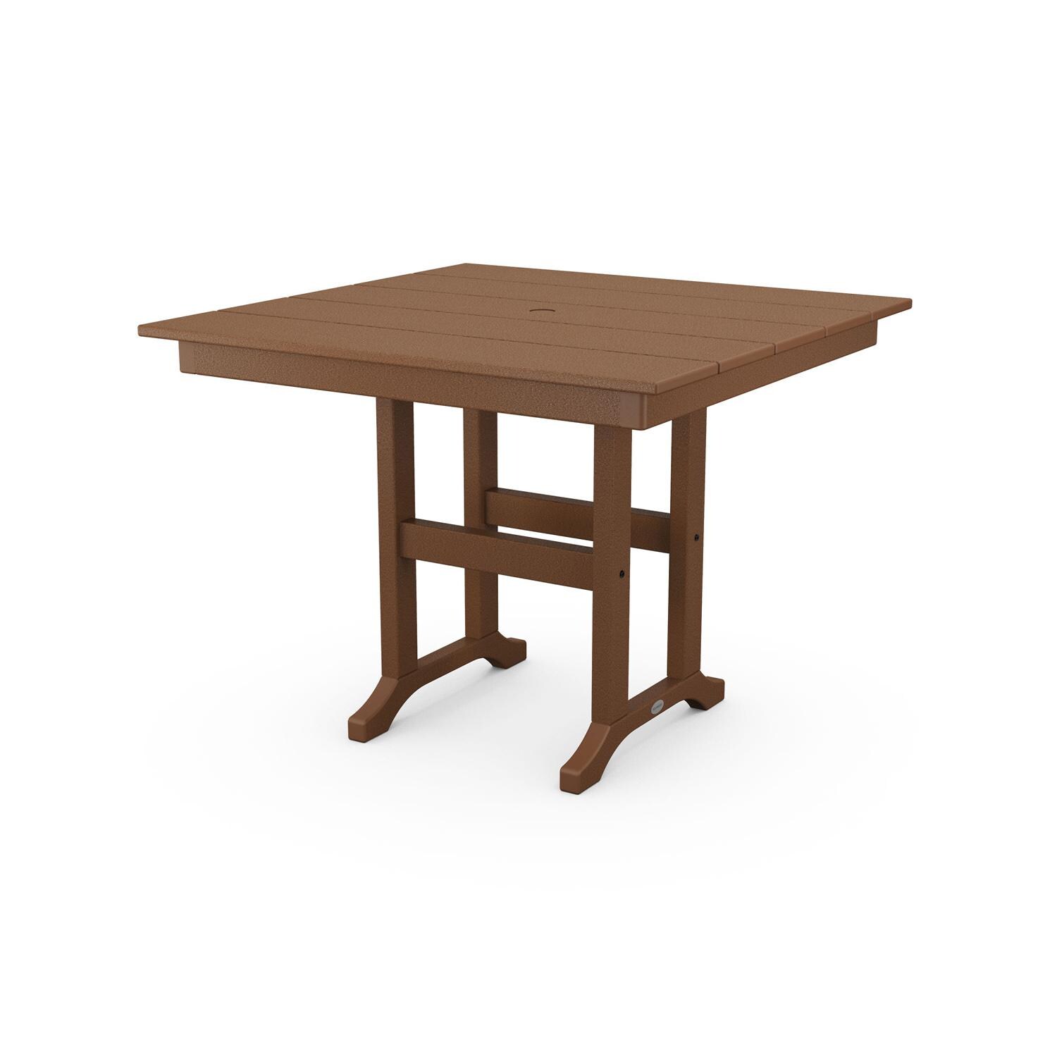 POLYWOOD 37-Inch Farmhouse Dining Table - Teak : BBQGuys