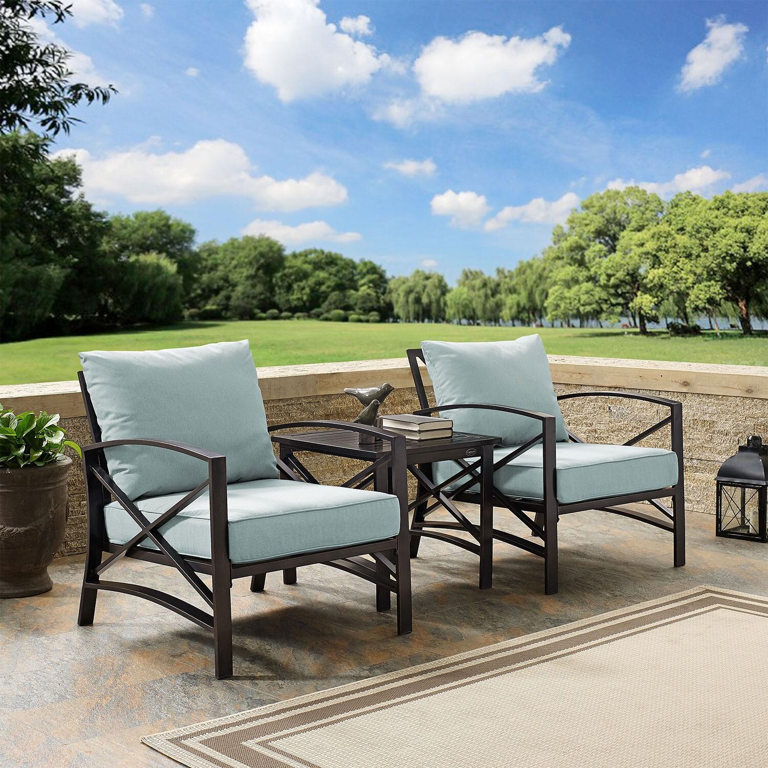 Ultimate Patio UP-82249BZ-MI 3Pc Outdoor Chair Set in Mist - Different Angle - Lifestyle thumbnail