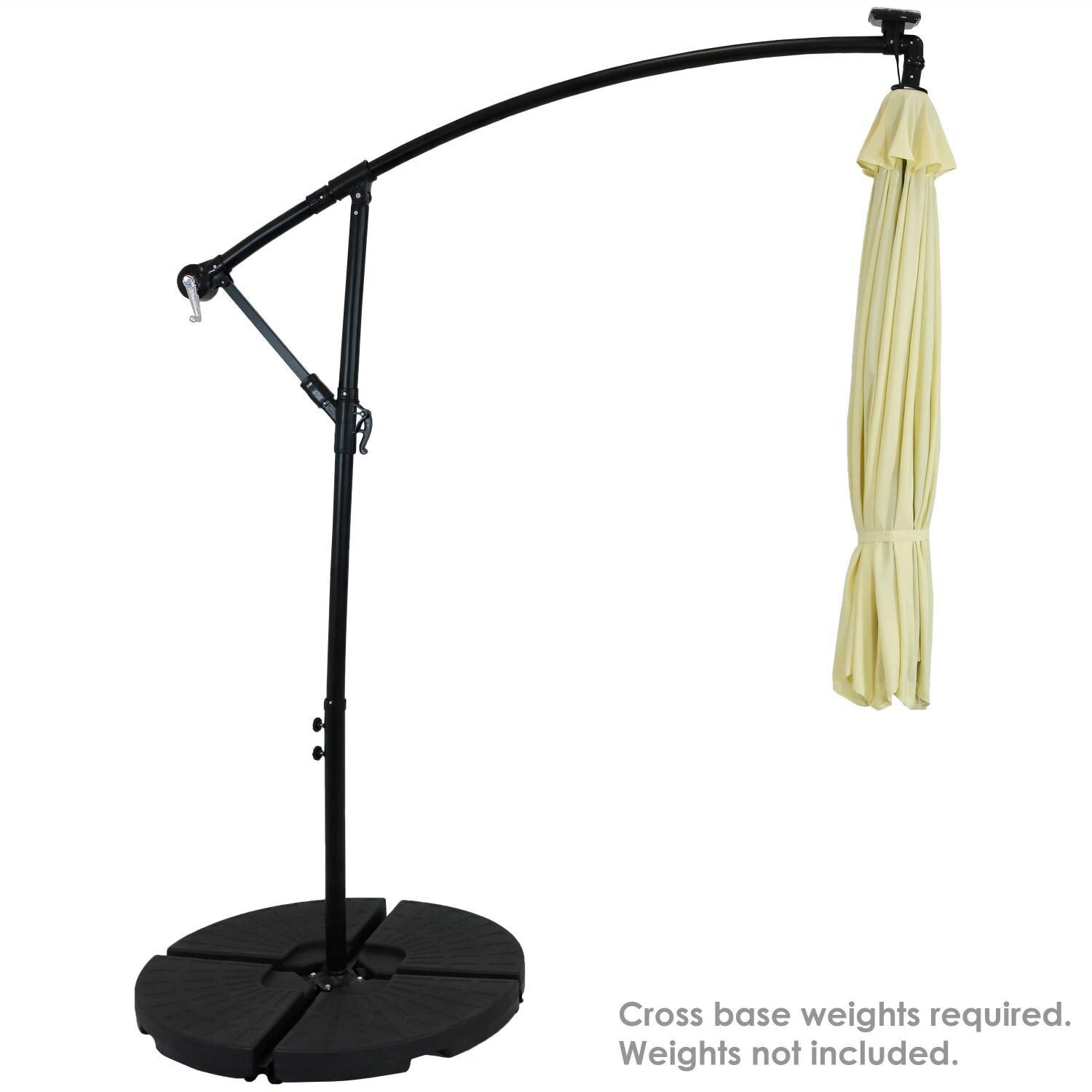 Ultimate Patio 10 Ft. Solar Lighted Patio Cantilever W/ Crank - Pale Buttercup - Weights Needed to Secure Base (Weights Not Included) thumbnail
