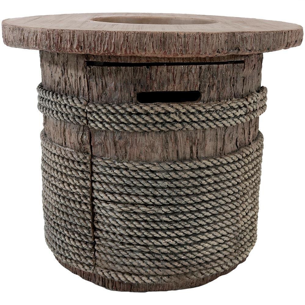 Ultimate Patio 29-Inch Round Rope & Barrel Propane Gas Fire Pit Table - Main View thumbnail