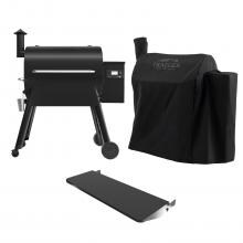 Traeger Pro 780 Wi-Fi Controlled Wood Pellet Grill W/ WiFIRE - Black W/ Front Shelf & Grill Cover - TFB78GLE + BAC442 + BAC504