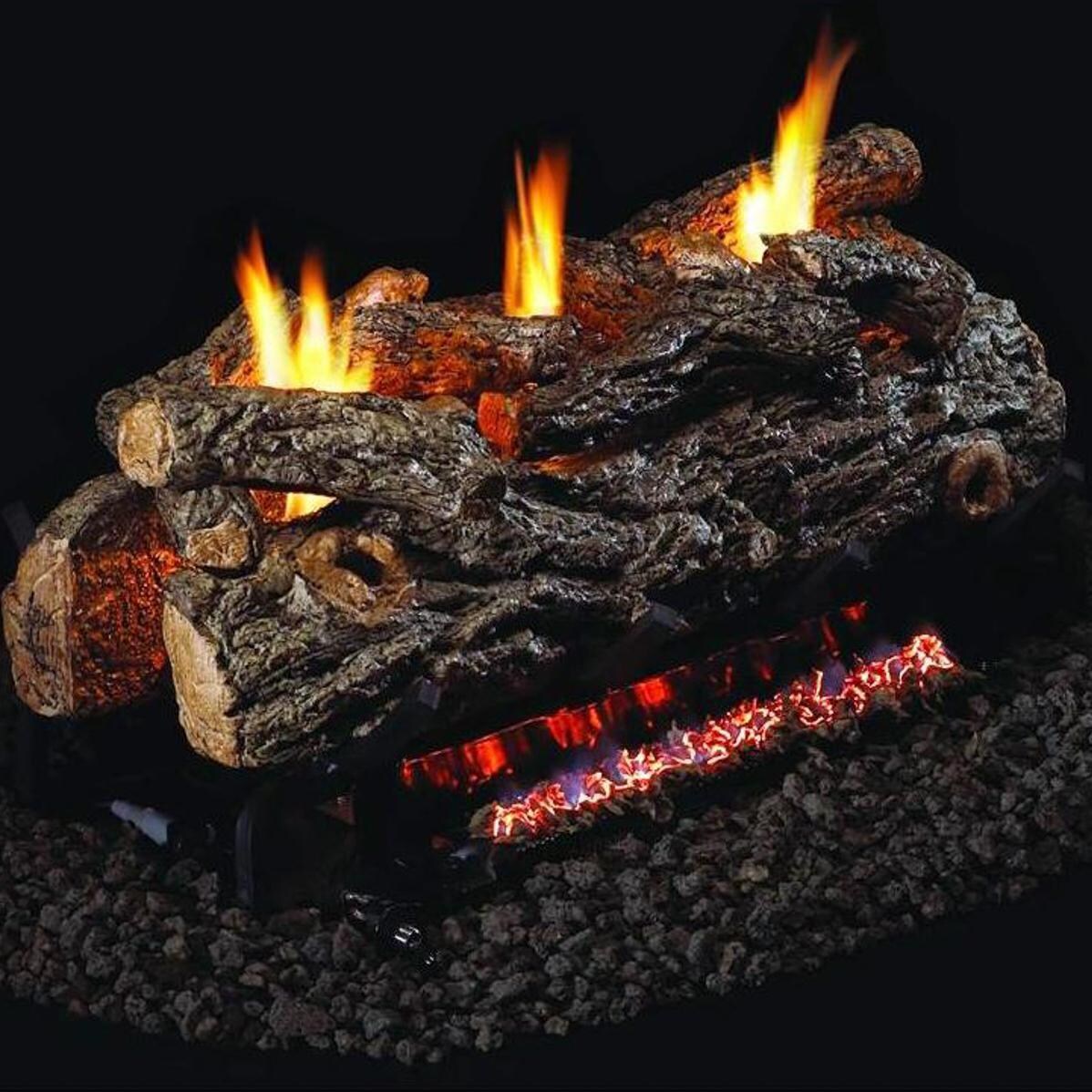 Peterson Real Fyre 24-Inch Golden Oak Designer See-Thru Gas Log Set With Vent-Free Propane ANSI Certified G9 Burner - Basic On/Off Remote thumbnail