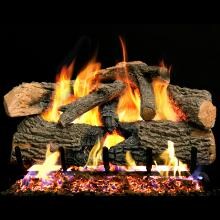 Peterson Real Fyre 30-Inch Charred Evergreen Oak Gas Log Set With Vented Propane G52 Burner - Electronic Variable Remote image