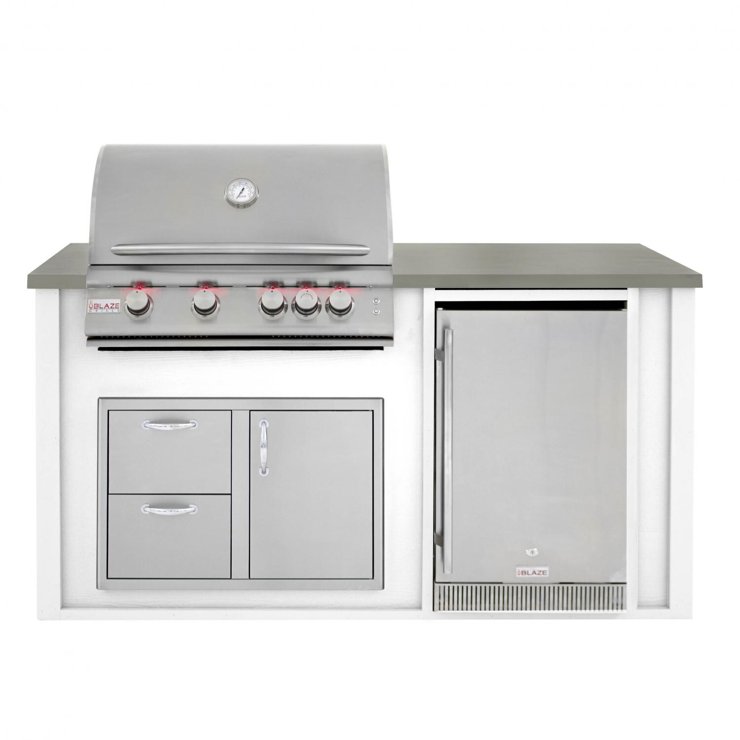 BBQGuys 6 Ft BBQ Island With Blaze LTE2 32Inch Natural Gas Grill, Door/Drawer Combo & Outdoor