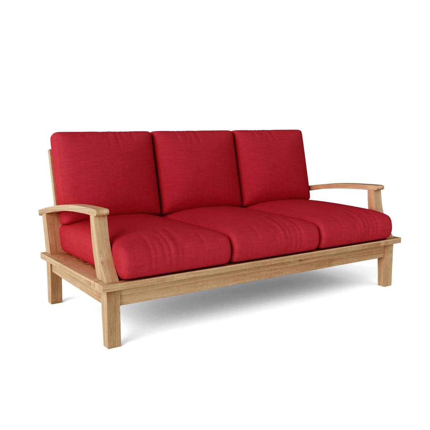 Wistow Lane 5 Pc Teak Seating Set in Jockey Red by Lakeview Outdoor Designs - Sofa - White Background thumbnail