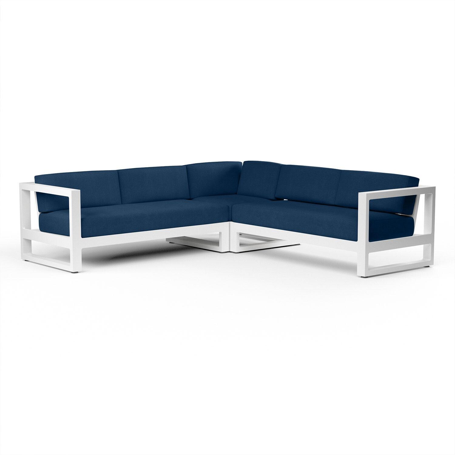 Newport Aluminum Patio Sectional in Spectrum Indigo w/ No Welt By Sunset West