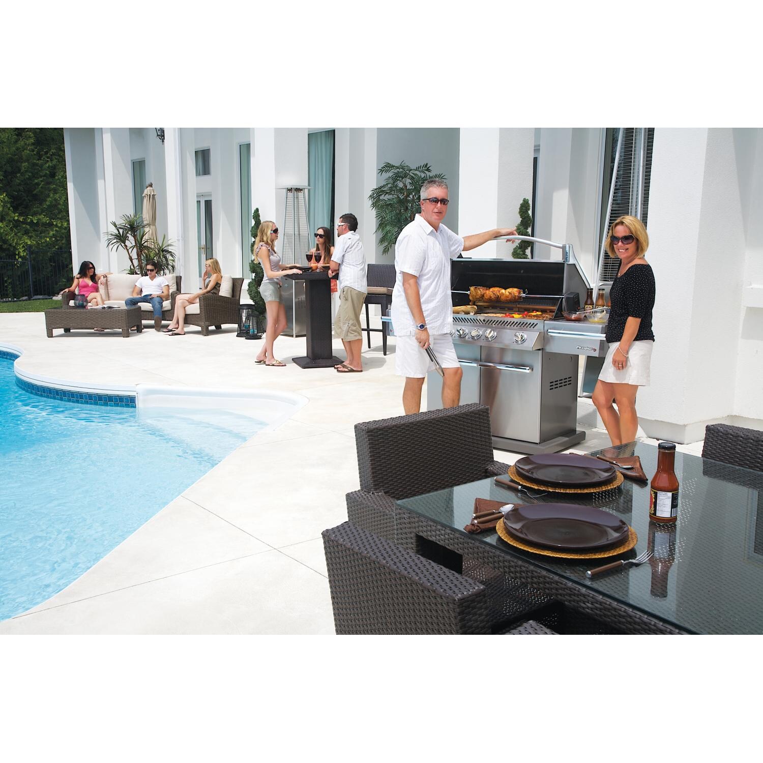 Napoleon Prestige Pro 600 Natural Gas Grill On Cart Lifestyle View thumbnail