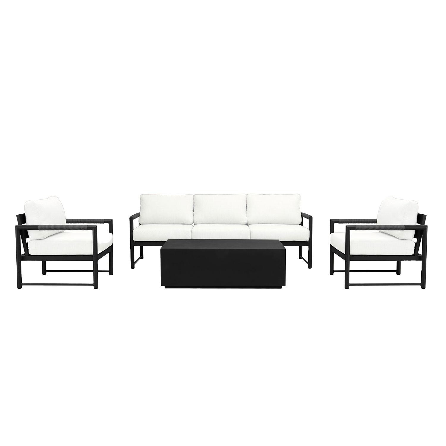 Lakeview AVEBAY-BK-CO-SET135-CN Avenue Bay Black/Carbon 4 Pc Sofa Set - Canvas Natural - Display - White Background thumbnail