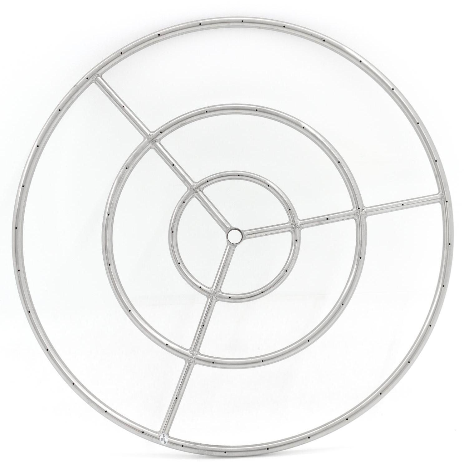 BBQGuys Signature Series 30-Inch Three-Spoke Round Triple-Ring Burner - Stainless Steel - Top View thumbnail