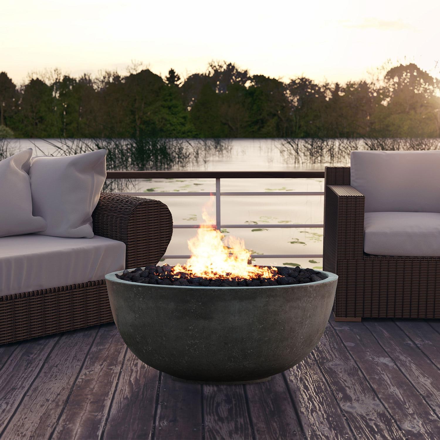 39-in Round Concrete Natural Gas Fire Bowl in Gray by XO Appliance - Lifestyle thumbnail