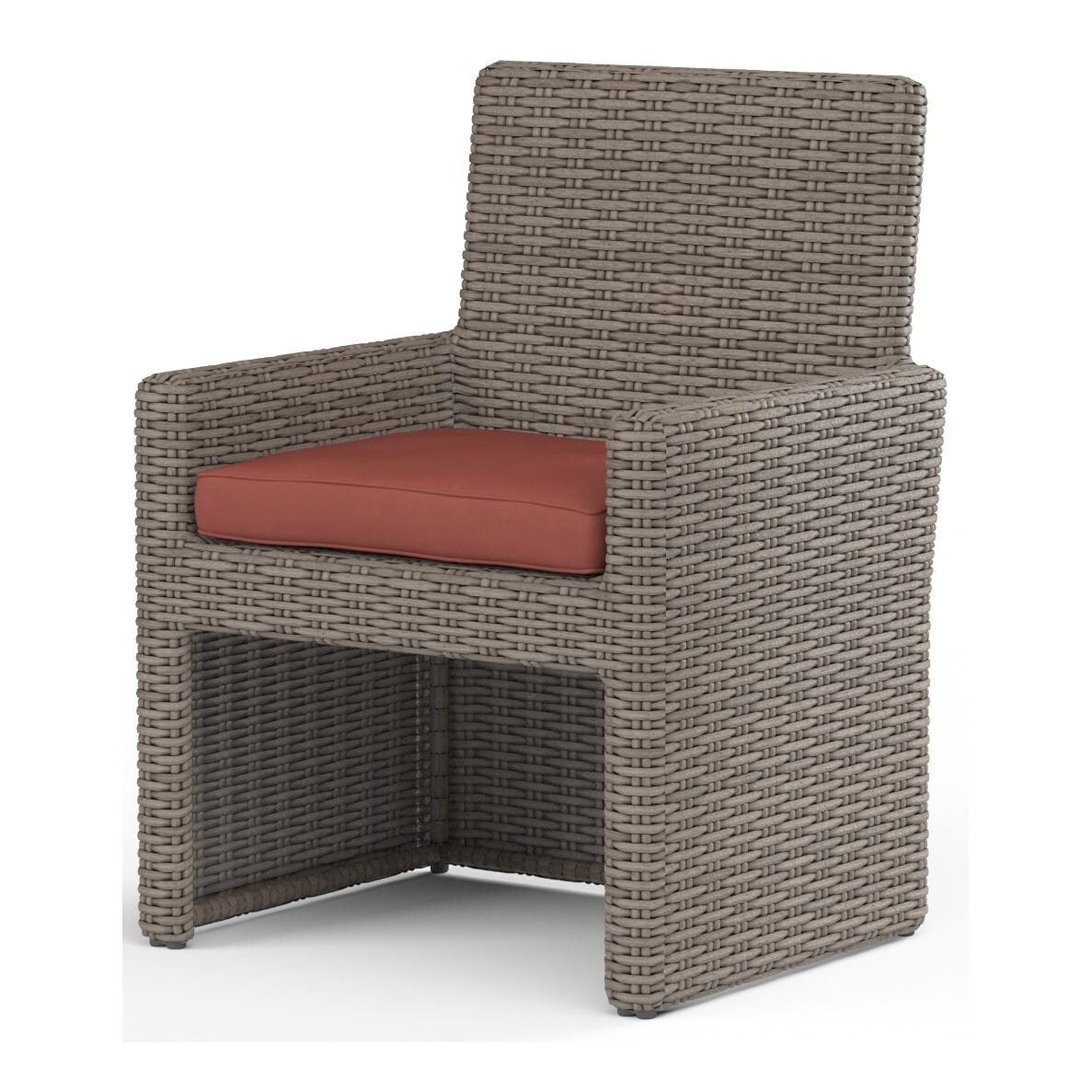 Coronado Wicker Dining Arm Chair in Driftwood/Canvas Henna by Sunset West - White Background thumbnail