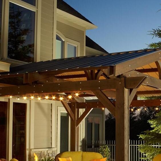 The Outdoor GreatRoom Company Metal Roof For Lodge II 14 X 14 Foot Wood Pergola thumbnail