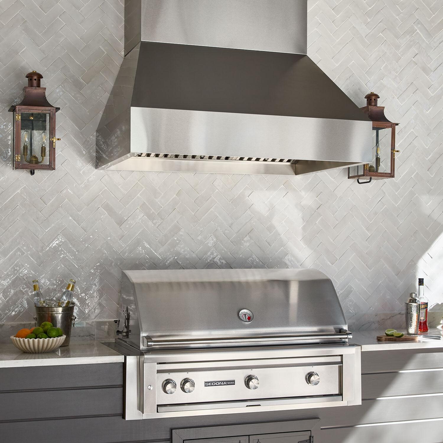 Trade-Wind P7260-23 60-Inch Stainless Steel 2300 CFM Pyramid Outdoor Vent Hood Angled View - Lifestyle thumbnail