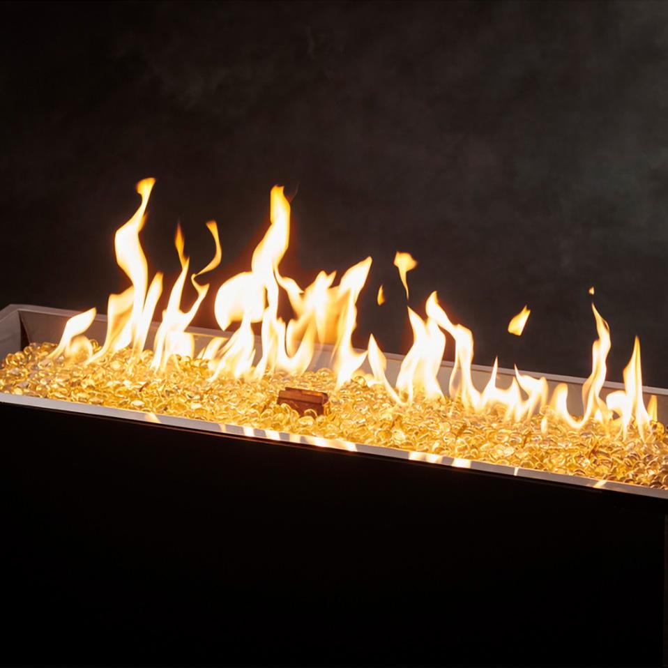 The Outdoor GreatRoom Company CFP1242DSILP Crystal Fire Plus 42 Inch Drop-In Linear 80,000 BTU Propane Fire Pit Burner Kit w/ Direct Spark Ignition - Stainless Steel - Medium Flame - Detail thumbnail