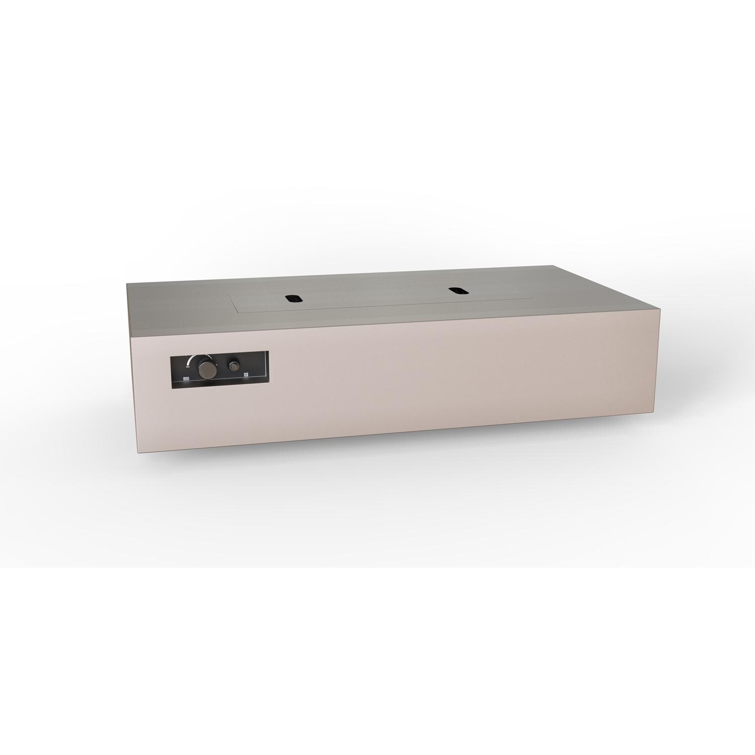 AON 72 x 38 Inch Rectangular Powder Coated Steel Natural Gas Fire Pit Table W/ Platinum Ignition in Sand Pebble By Warming Trends - Angled View - White Background thumbnail