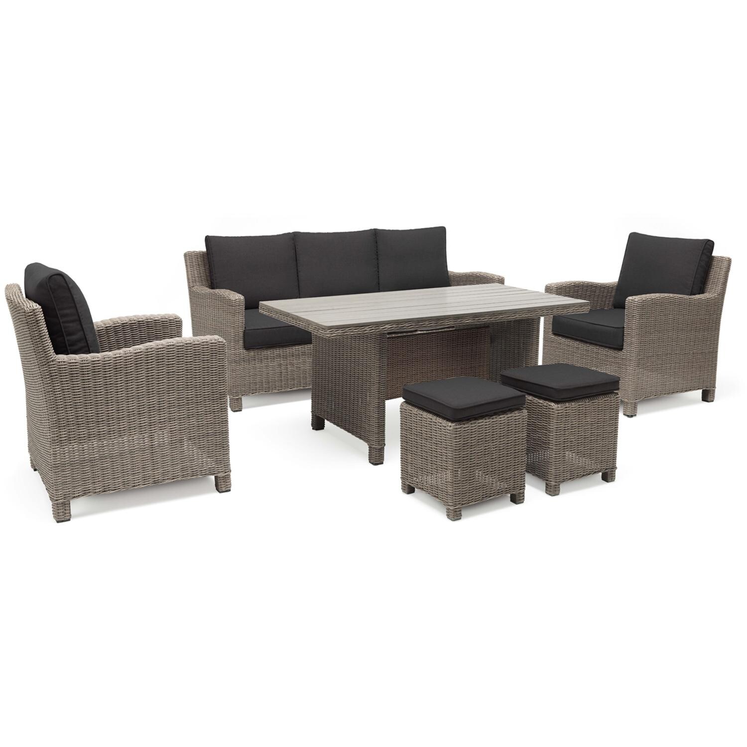 Palma 6 Pc Wicker Seating Set in Rattan / Canvas Coal - Set - White Background thumbnail