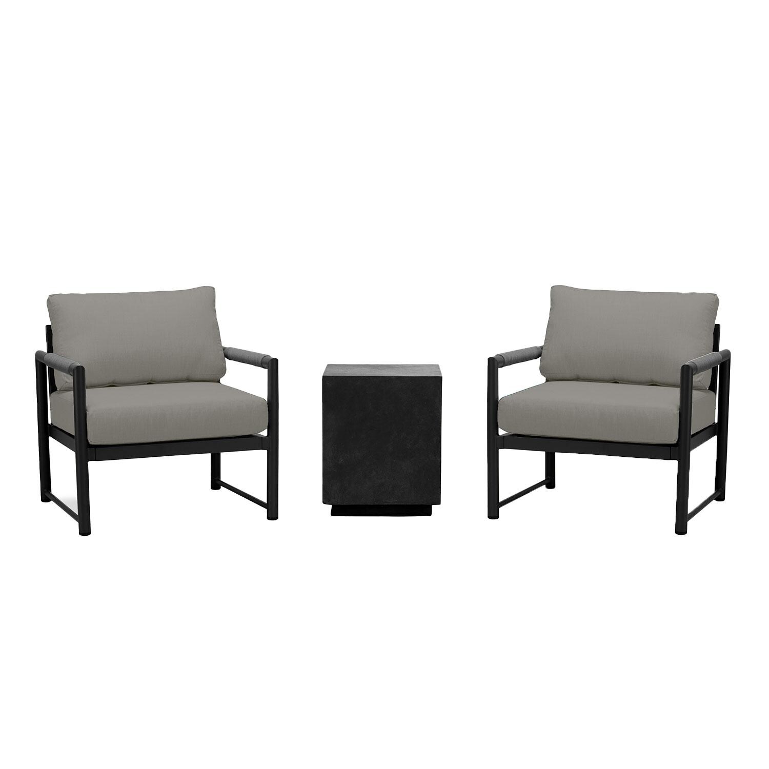 Lakeview AVEBAY-BK-CO-SET104-CC Avenue Bay Black/Carbon 3 Pc Chat Set - Canvas Charcoal - Display - White Background thumbnail