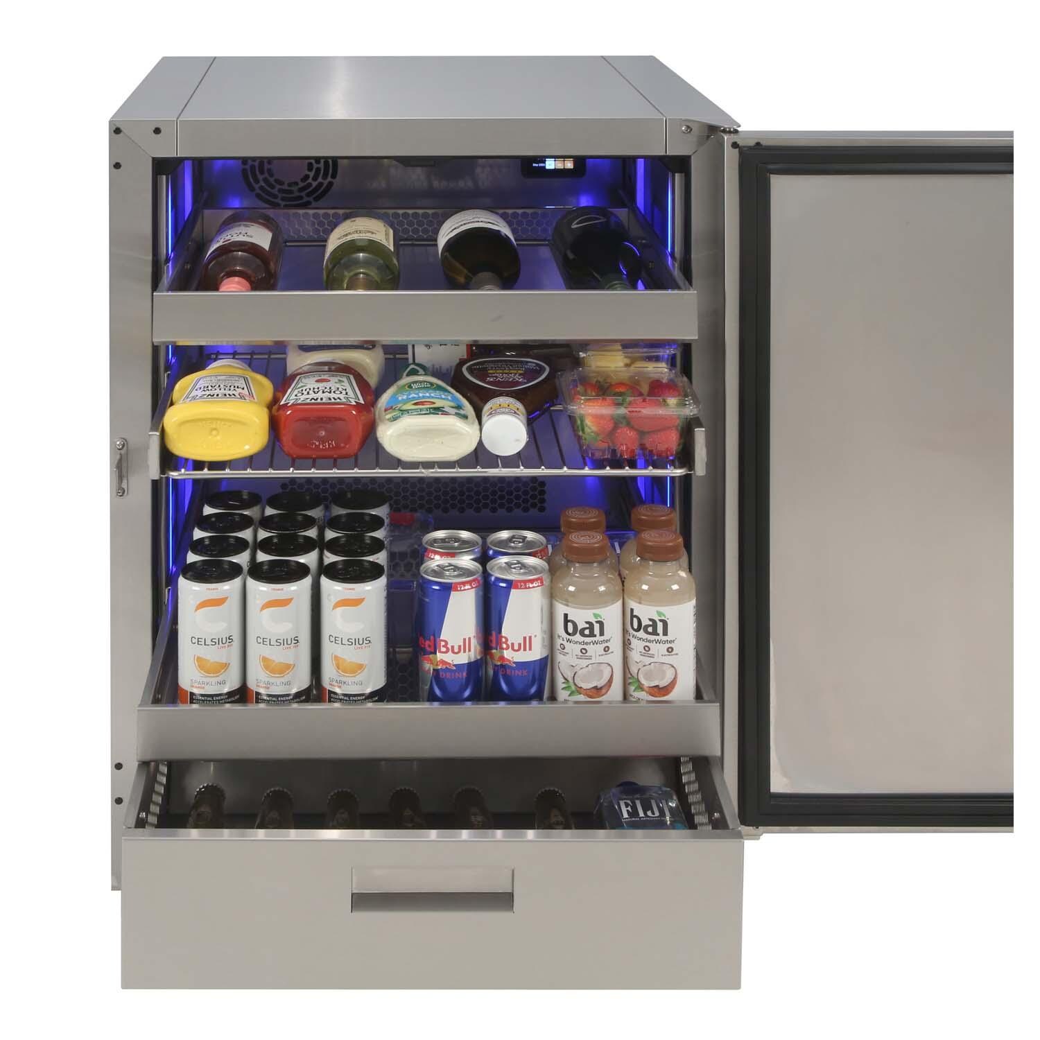 Alfresco AR-24 PolarCore 24-in 5.67 Cu. Ft. Outdoor Refrigerator - Door Open (Drawer Sold Separately) - White Background thumbnail