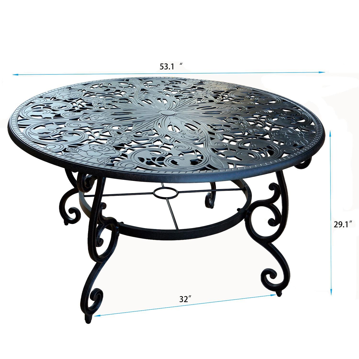 Darlee Cast Aluminum 53-in Round Dining Table - Dimensions - Dimensional thumbnail