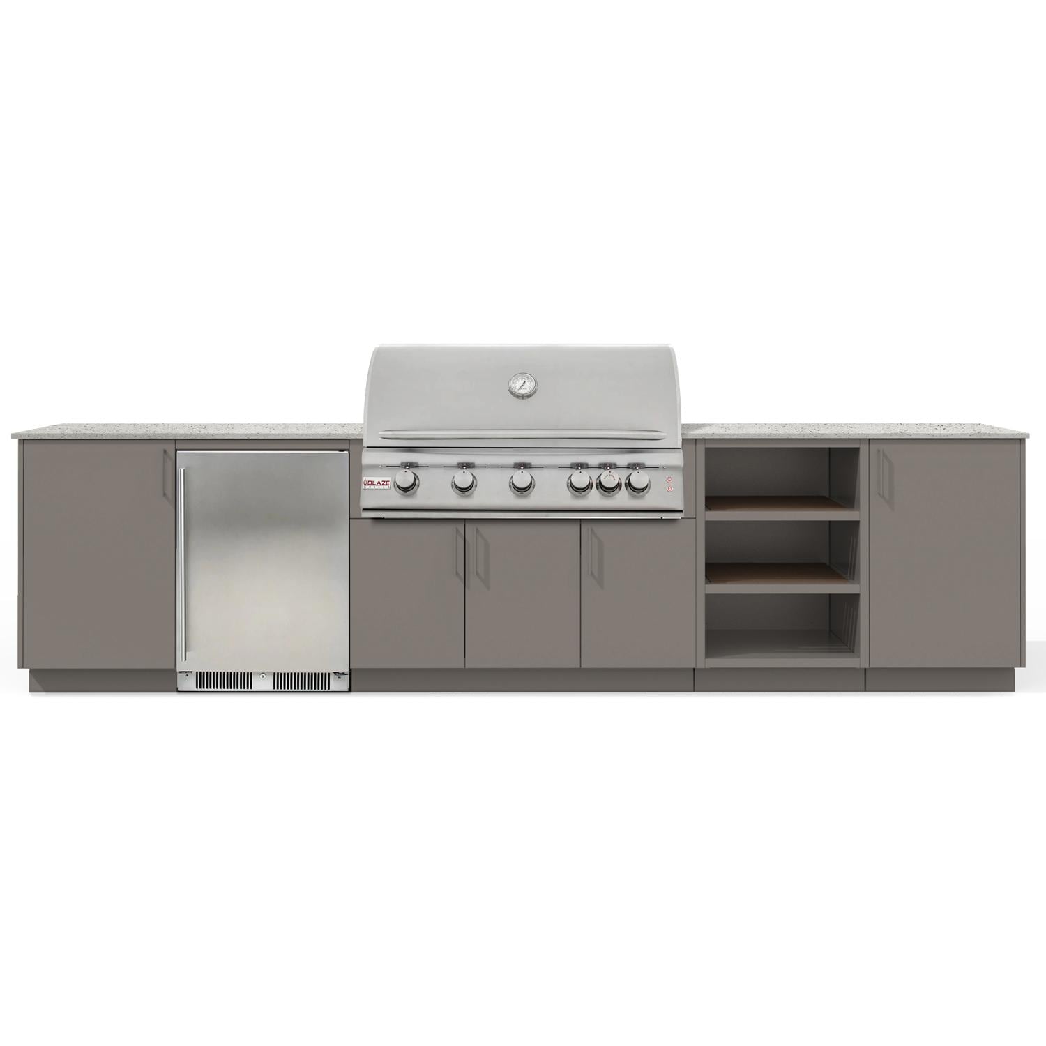 Urban Bonfire Taiga 40 Outdoor Kitchen w/ Blaze LTE Natural Gas Grill, Refrigerator, Keon Dekton Countertop & Clay Finish - B-Taiga-40-Blaze-Keon-Clay