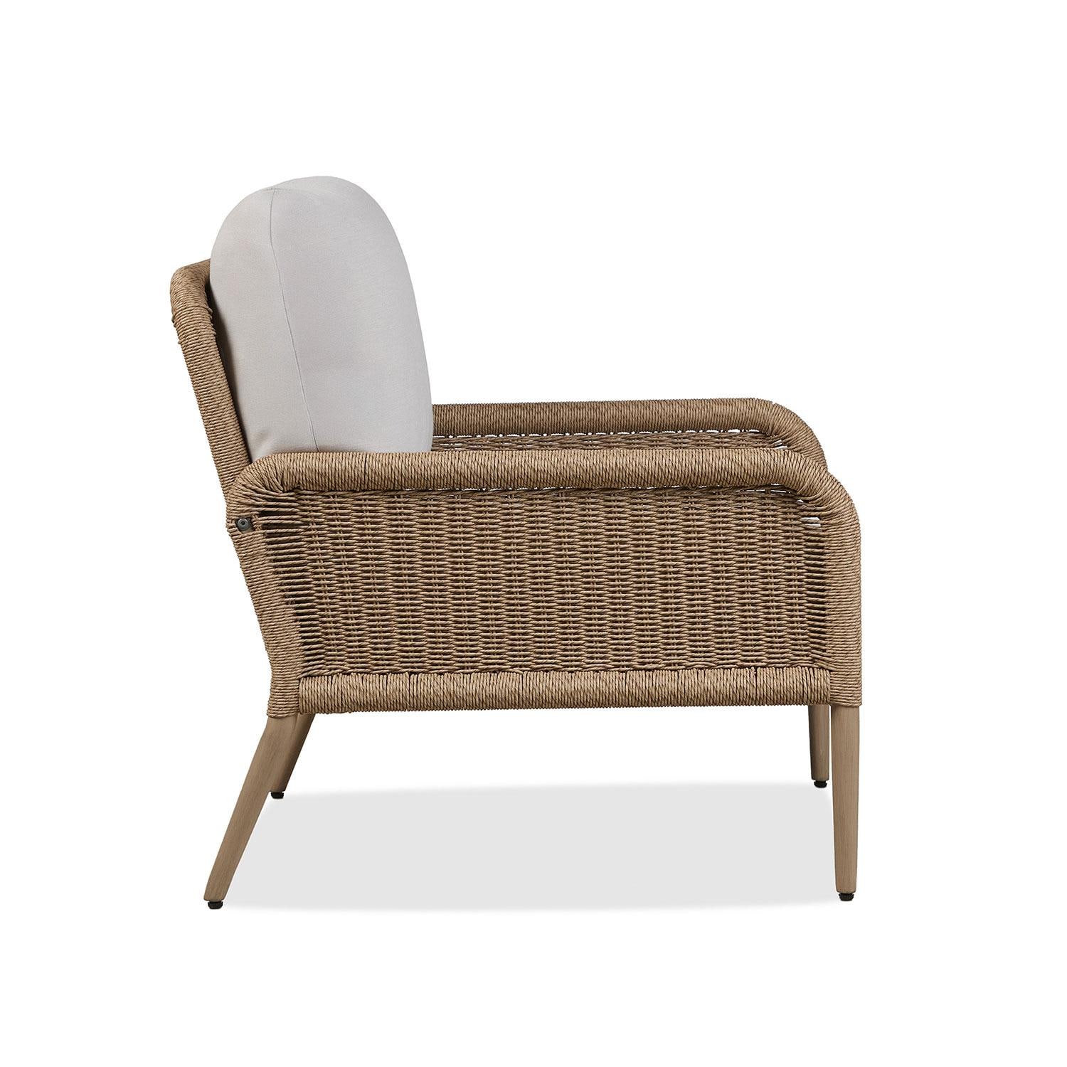 Rustic View Wicker Outdoor Club Chair in Natural W/ Sunbrella Cushions by Lakeview Outdoor Designs - Side - White Background thumbnail