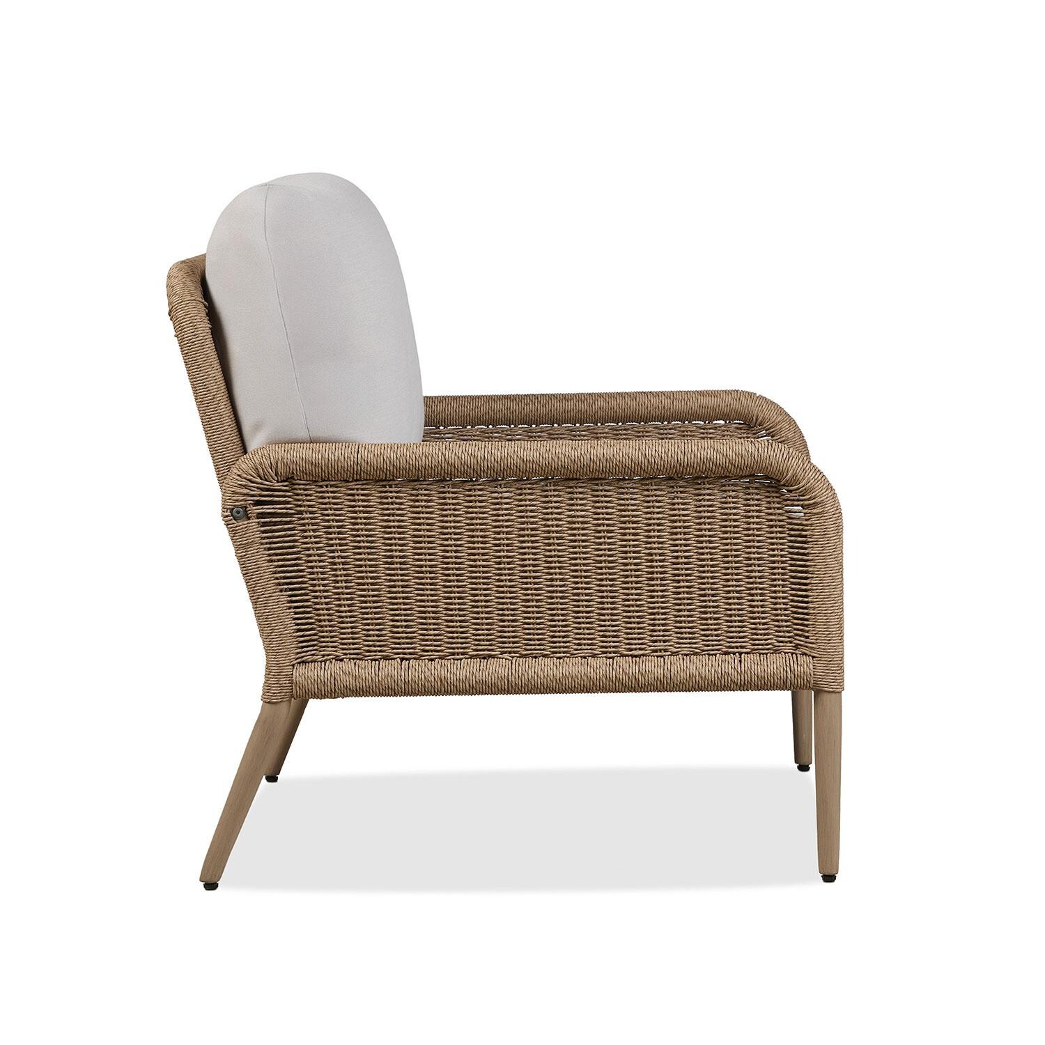 Rustic View Wicker Outdoor Club Chair in Natural W/ Sunbrella Cushions by Lakeview Outdoor Designs - Side - White Background thumbnail